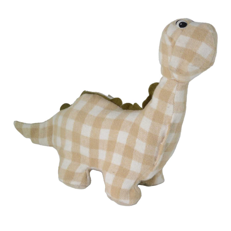 Fermaporta tessuto dinosauro quadretti crema cm37x14h35