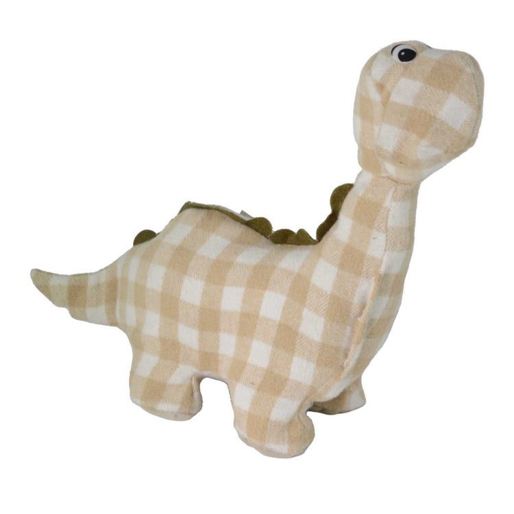 Fermaporta tessuto dinosauro quadretti crema cm37x14h35