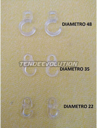 Set 20 Ganci per Tende d'Interno 22mm, Policarbonato Trasparente Design Elegante Supporto per Tende, per Casa-Ufficio