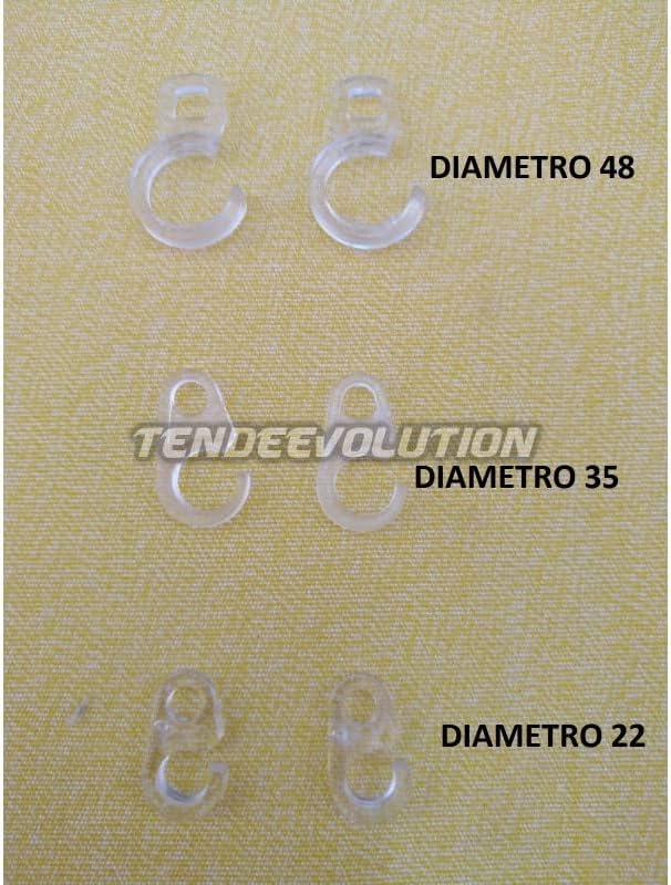 Set 20 Ganci per Tende d'Interno 22mm, Policarbonato Trasparente Design Elegante Supporto per Tende, per Casa-Ufficio