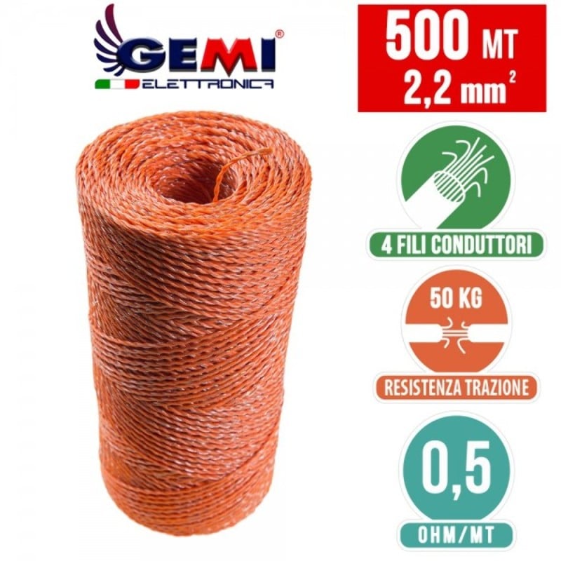 Filo 500 MT 2.2 Mm² Per Recinto Elettrico Recinzioni Elettrificate Per Animali Mucche Cavalli Maiali Galline