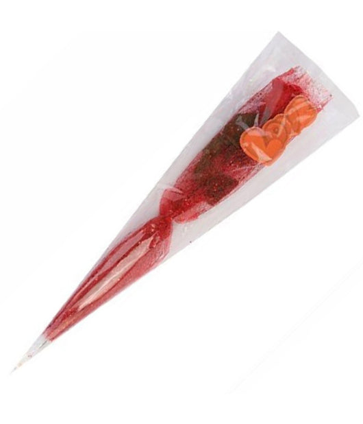 Fiore Rosa Rossa Artificiale Con Ramo Foglie 55cm Regalo Per San Valentino 63291         