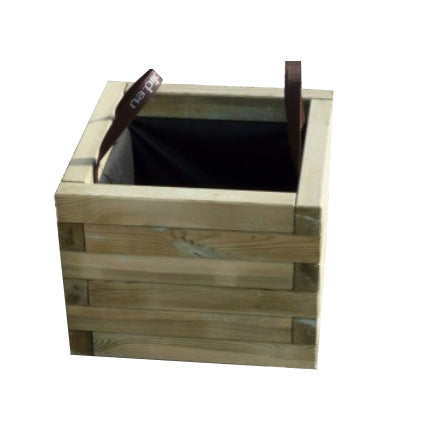 Fioriera in legno BAC 40x40x33 h cm con Rivestimento e Maniglie - Garanzia 5 anni