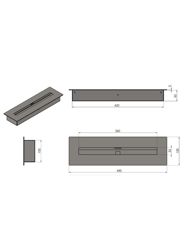 FIREBOX 600 - Biocamino da appoggio nero opaco, inserto a bioetanolo freestanding - senza Vetro - Capienza Bruciatore 1L