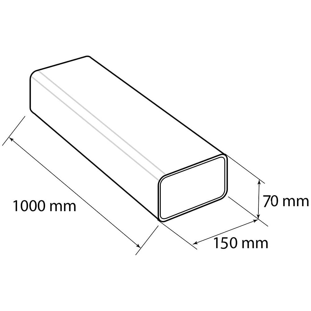 First 1mt tubo rettangolare bianco mm da 150x70mm per tubi aerazione cappa