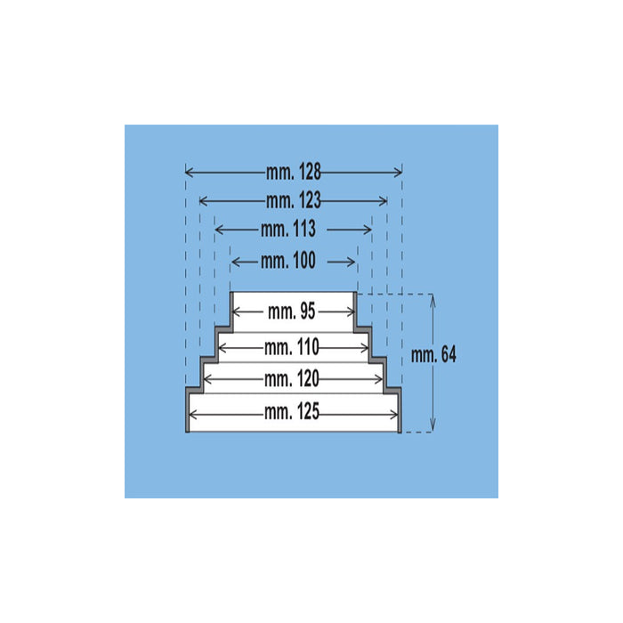 First cono riduzione a gradini m 100mm x f 125mm per tubi aerazione cappa
