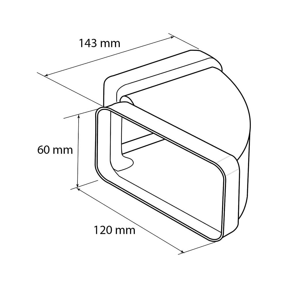 First curva gomito orizzontale da 120x60mm ff a 90°