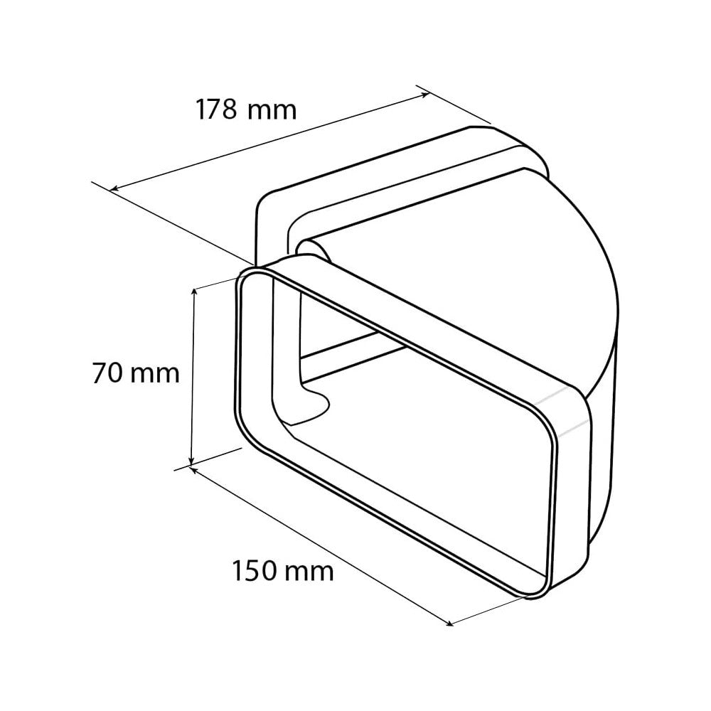 First curva gomito orizzontale da 150x70mm ff a 90°