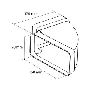 First curva gomito orizzontale da 150x70mm ff a 90°