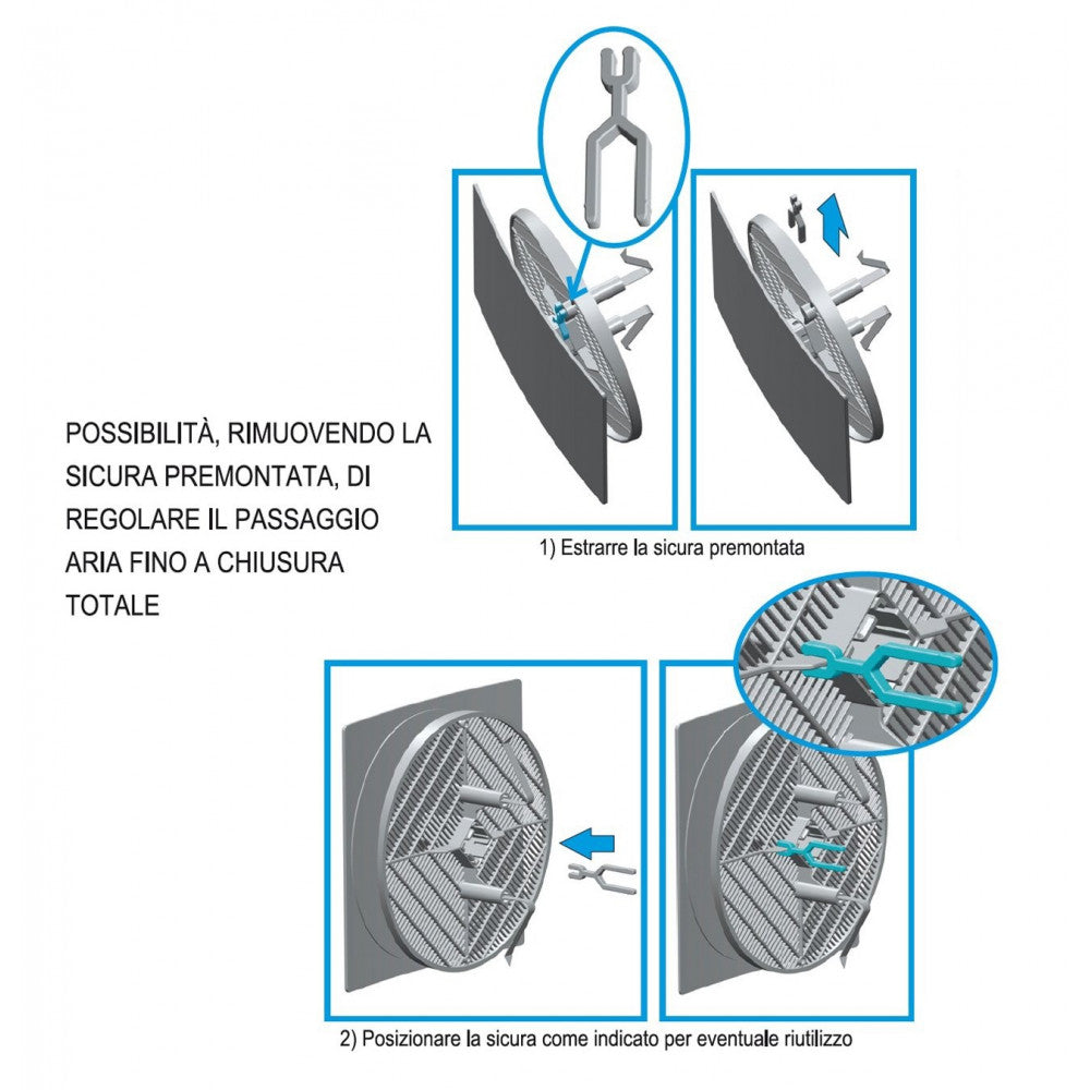 First griglia di ventilazione estetica 166x166mm in plastica con molle