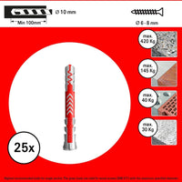 Fischer duopower tassello prolungato nylon da 10x80mm - 10pz