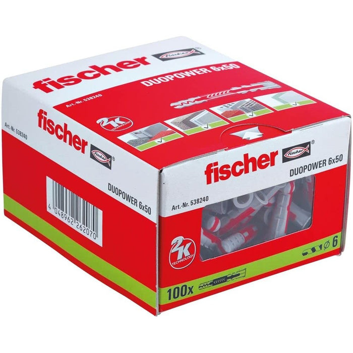 Fischer duopower tassello prolungato nylon da 6x50mm - 100pz