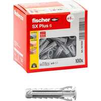 Fischer sx plus 6mm tassello in nylon con espansione a 4 settori - 100pz