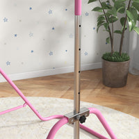 Barra Trazioni per Bambini Pieghevole Altezza Regolabile 88-128 cm in Acciaio Rosa