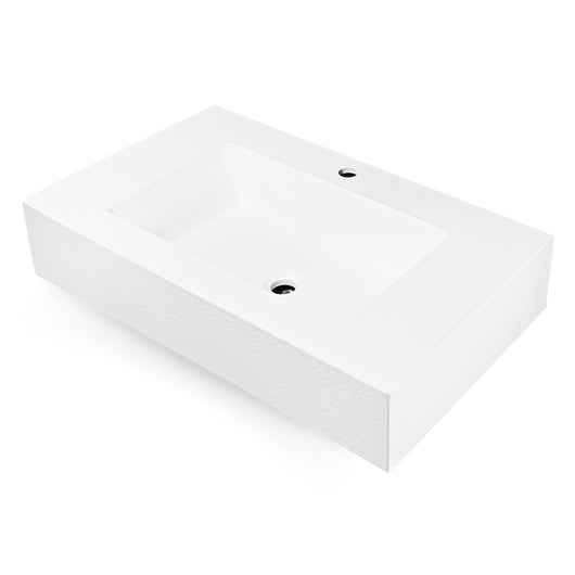 Ogomondo top lavabo sospeso in materiale marmo resina finitura asfalto *** misure 100x46x15 cm, tinta bianco, confezi...