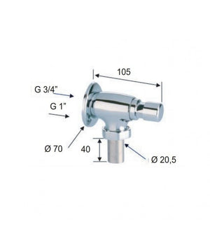 Rubinetto temporizzato a pulsante per orinatoio - serie tempor cod 75773