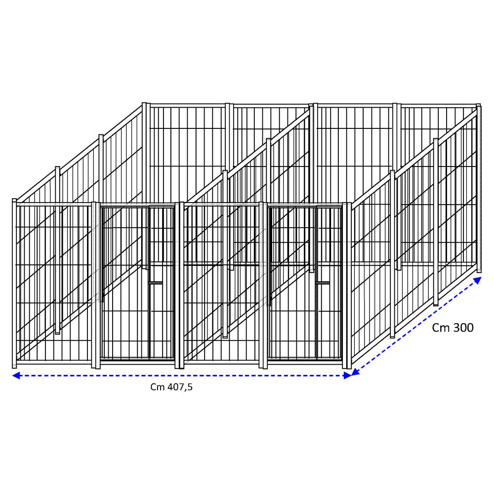 2 box in linea modulari da 3x2 metri solo perimetro in rete con zincatura a caldo