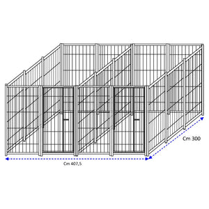 2 box in linea modulari da 3x2 metri solo perimetro in rete con zincatura a caldo