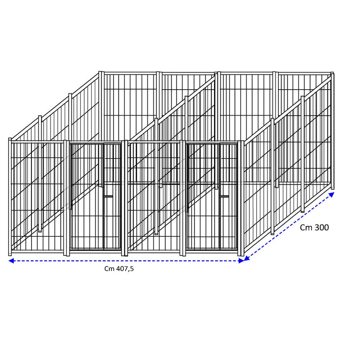 2 box in linea modulari da 3x2 metri solo perimetro in rete con zincatura a caldo