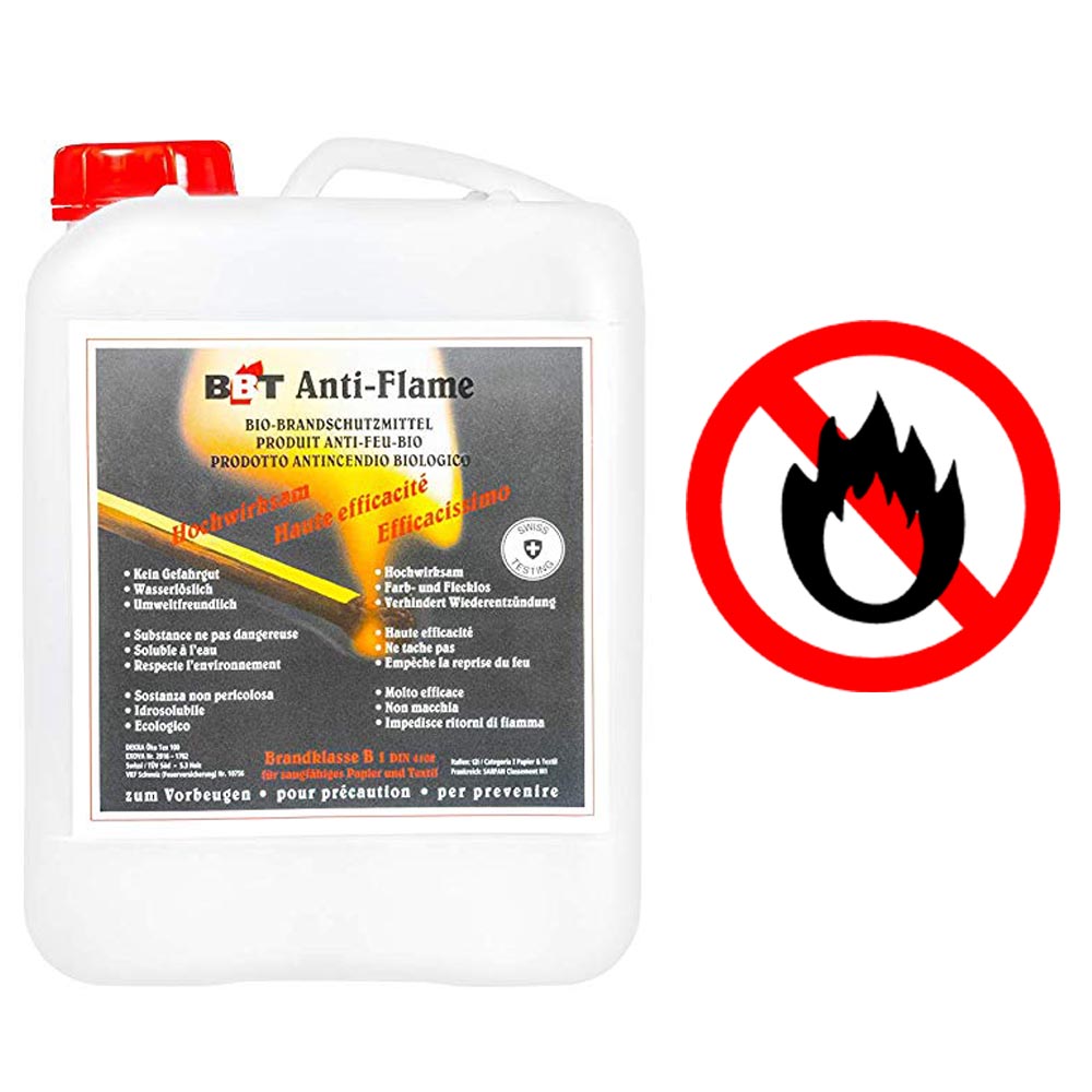 Spray ignifugo ritardante fiamma testato bio antincendio 5 litri tende tappezzeria cuscini e rivestimenti murali