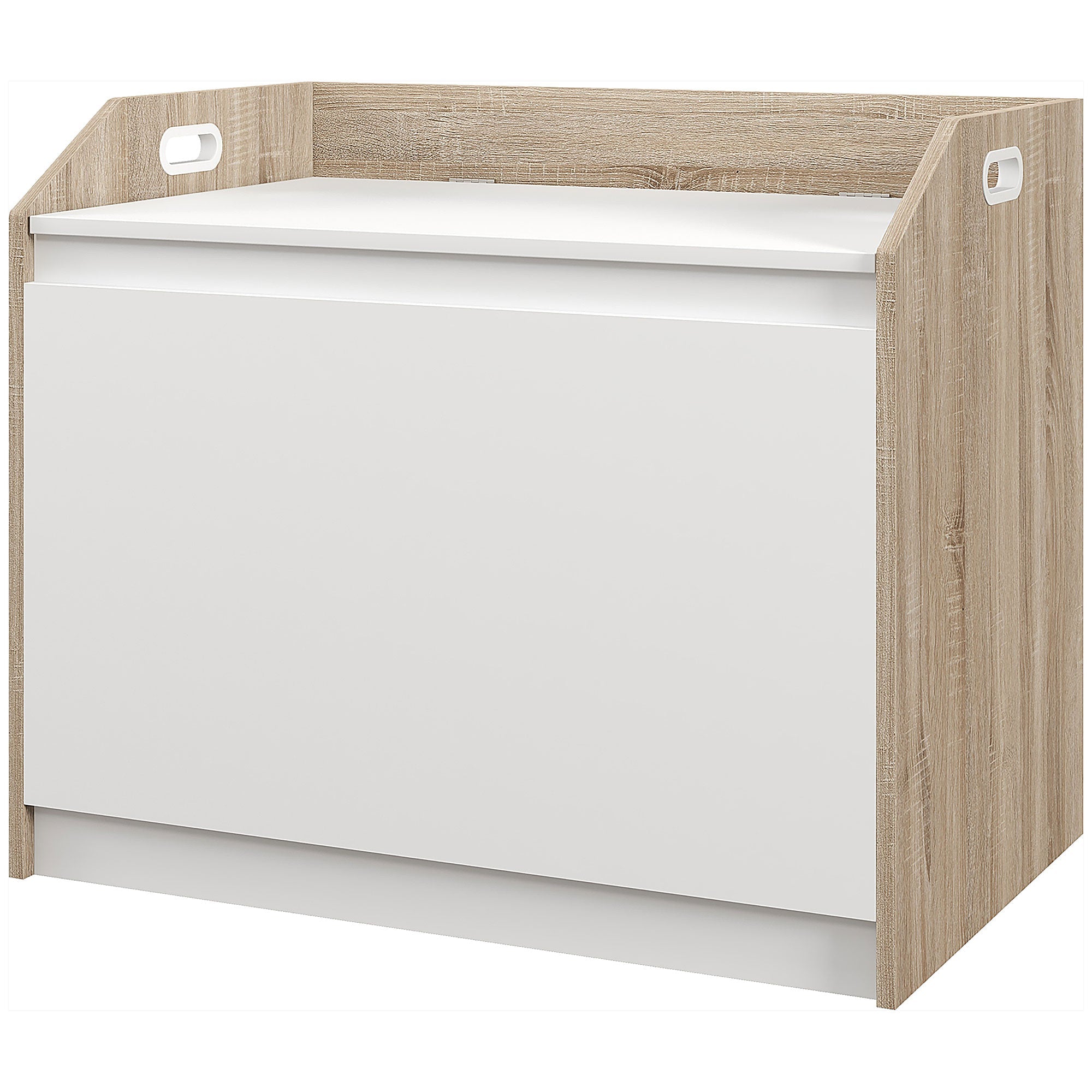 Cassapanca Moderna con Schienale e Vano Contenitore 62,4x40x51,5 cm in Legno Bianco