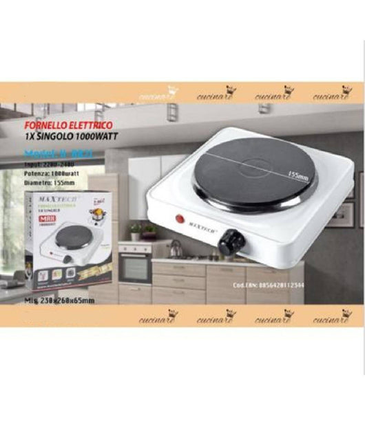 Fornello Elettronico 1000 W Temperatura Regolabile Piastra 15 Cm Maxtech H-002l         