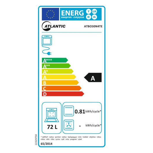 Forno Statico Atlantic ATBO30N4T 72 litri classe A nero