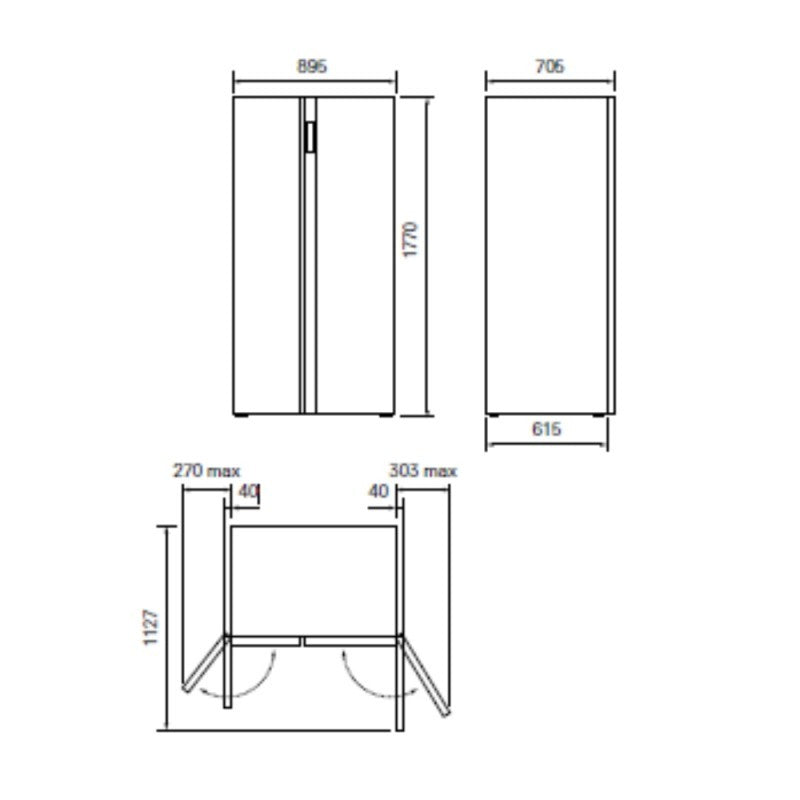 Frigorifero 510 litri NO FROST side by side Master Kitchen MKRF510SBSNFEHEXS acciaio inox classe E