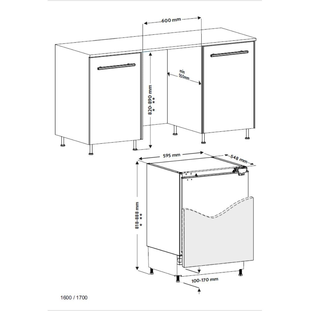 Frigorifero sottotavolo CDS1600EIMA0 incasso 115 LT Daewoo