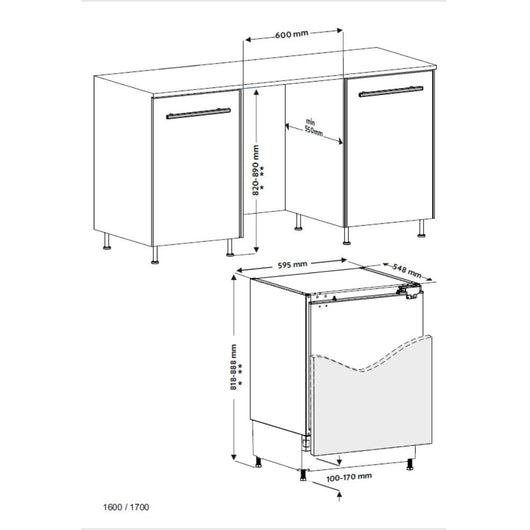 Frigorifero sottotavolo CDS1600EIMA0 incasso 115 LT Daewoo