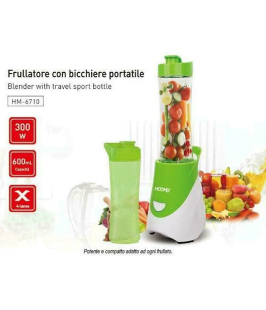 Frullatore Elettrico Tritatutto Frutta Frappe 0,6lt 300 Watt Hoomei Hm-6710         