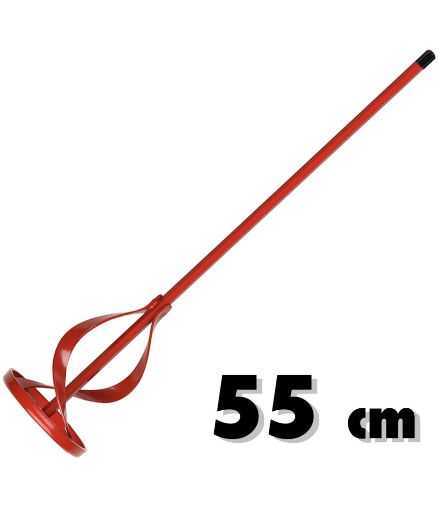 Frusta In Acciaio Zincato Per Miscelatore Pittura Colla Malta 55 Cm Colore Rosso         