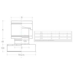 Fumaiolo a botte 4 venti inox base rettangolare 32x52cm