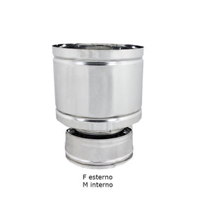 Fumaiolo terminale a botte 4 venti inox doppia parete da 130-180mm