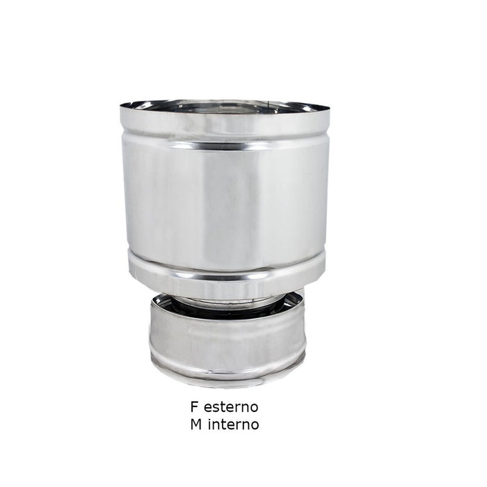 Fumaiolo terminale a botte 4 venti inox doppia parete da 80-130mm