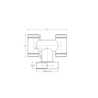 Fumaiolo terminale ad h inox base quadra da 27x27cm