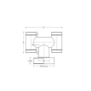 Fumaiolo terminale ad h inox base quadra da 27x27cm