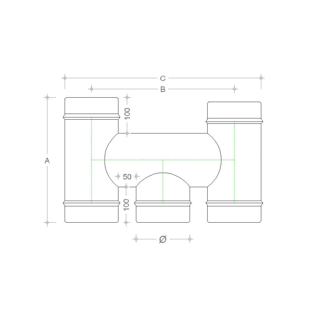 Fumaiolo terminale da 160mm modello ad h inox aisi 304 base tonda con innesto m maschio