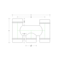 Fumaiolo terminale da 160mm modello ad h inox aisi 304 base tonda con innesto m maschio