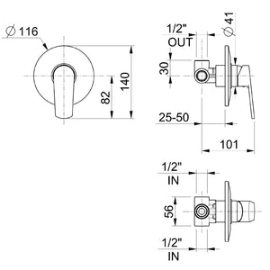 Miscelatore Monocomando doccia incasso cromato - FUNKY