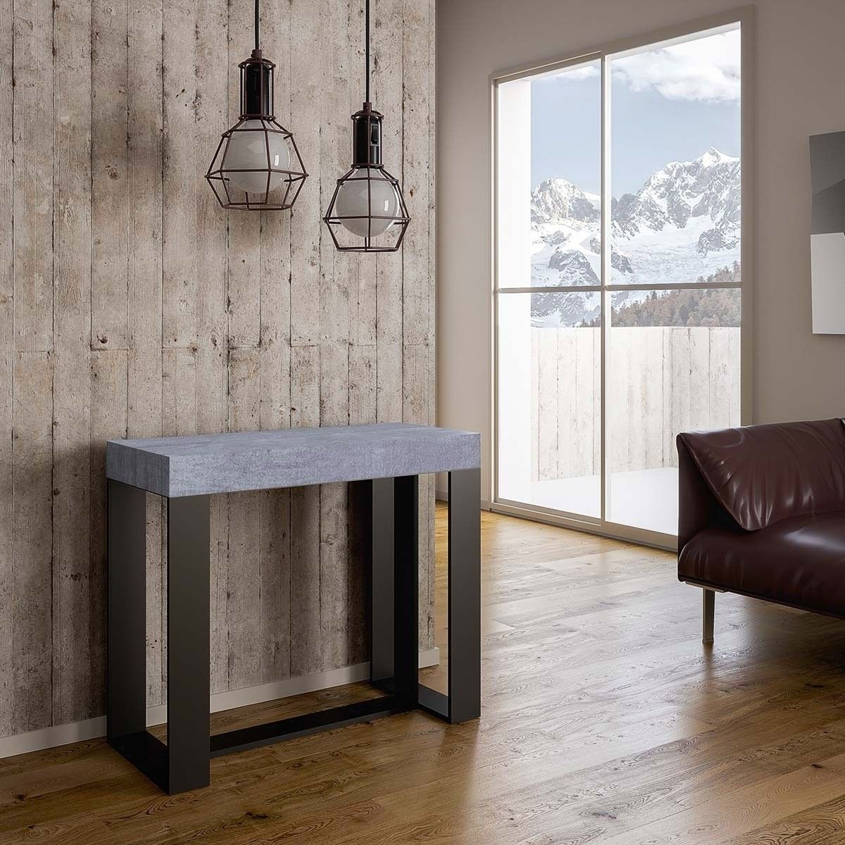 Consolle Allungabile 90-196x40x77 cm in Nobilitato Grigio