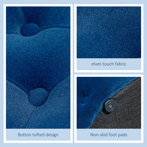 Pouf Poggiapiedi Ø60x40 cm in Velluto Blu Scuro