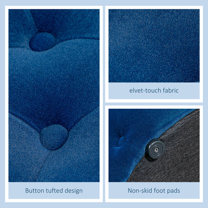 Pouf Poggiapiedi Ø60x40 cm in Velluto Blu Scuro