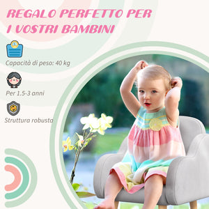 Poltrona per Bambini fino a 3 Anni con Braccioli a Nuvola 46x51x55 cm in Tessuto Grigio