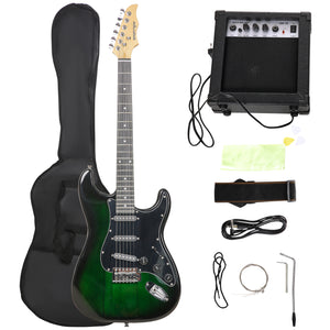 Chitarra Elettrica con Amplificatore 15W e Accessori Nera e Verde