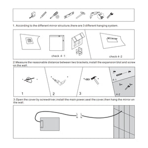 Ogomondo specchio 5 mm triangolare smussato led interruttore touch alluminio mdf *** misure 80x80 cm, tonalità stand...