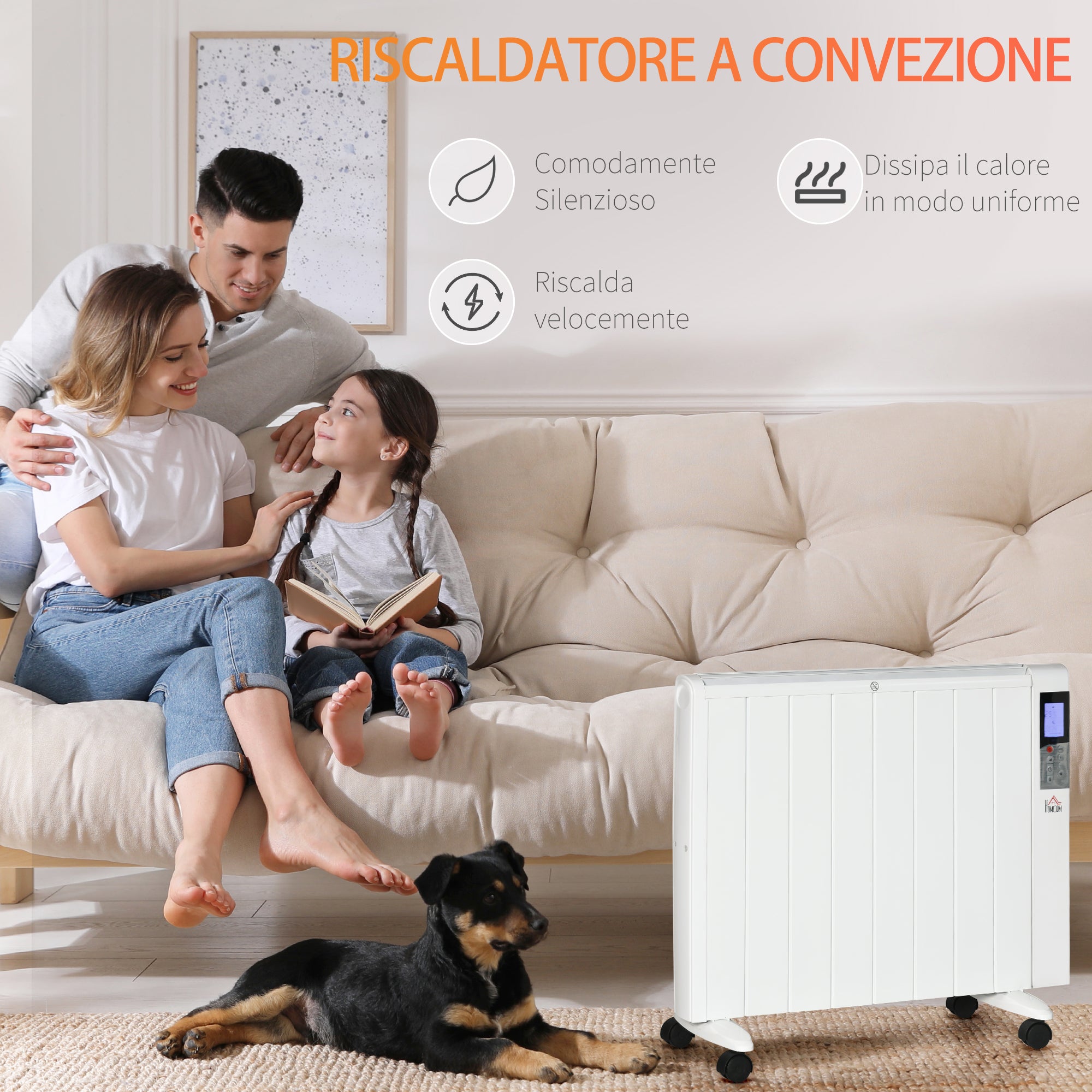 Stufetta Elettrica 2000W 75x31x66,5 cm con Timer e Impostazioni di Calore Bianco