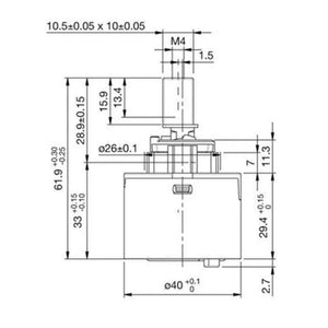 Cartuccia con regolatore miscelatore bagno cucina doccia *** misura Ø40, tipologia alta, confezione 1