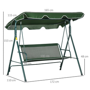 Dondolo 3 Posti da Giardino 172x110x153 cm in Acciaio a Strisce Bianco e Verde