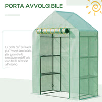 Serra da Giardino 4 Ripiani 141x72x191 cm in Acciaio e Plastica PE Verde